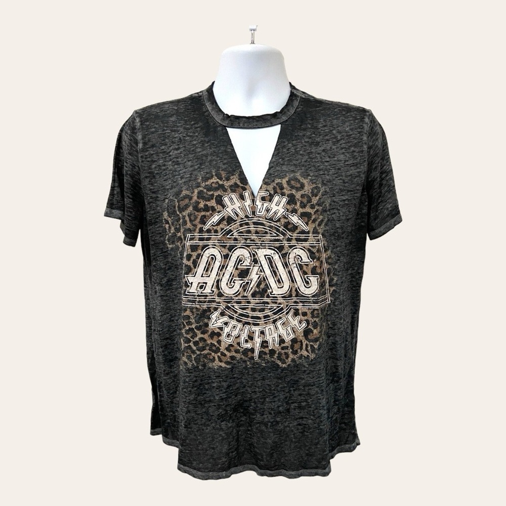 AC/DC Women's Distressed Leopard Print Tee
